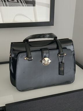 Cromia Black Patent Leather Satchel Handbag